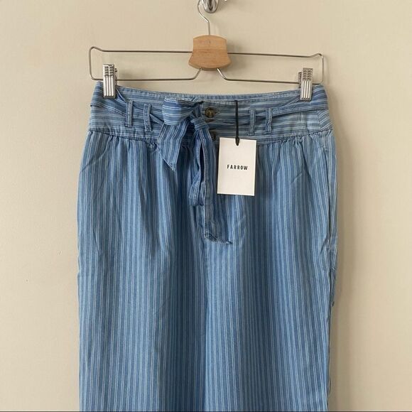 FARROW-CORRINE Pinstripe Relaxed High Rise Tie Waist Trouser (Small) - Picture 4 of 10